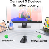 Ugreen Multi-Mode Vertical Mouse Bluetooth And 2.4G Wireless–black image 5