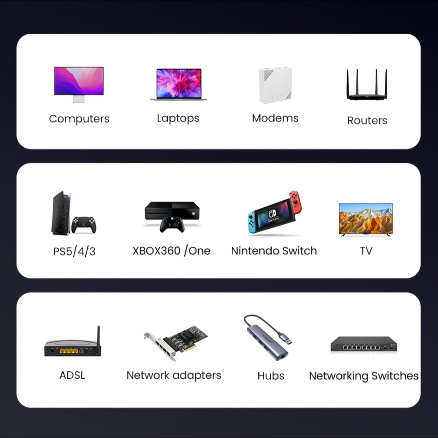 Ugreen CAT6 Utp Flat Ethernet Cable 1M – Yellow image 4
