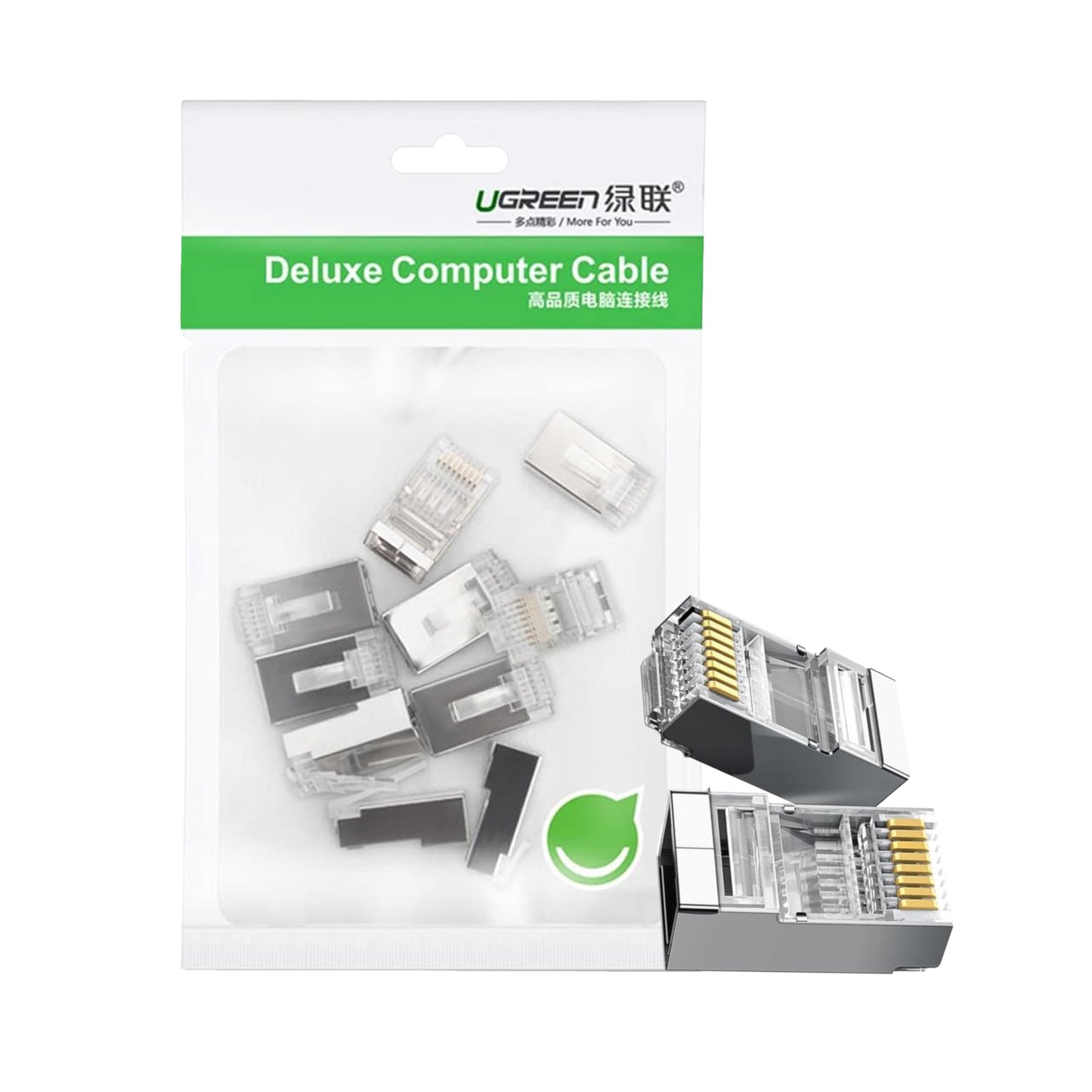 Ugreen NW111 RJ45 CAT6 Ethernet Network Head 100 Pack Silver/Transparent