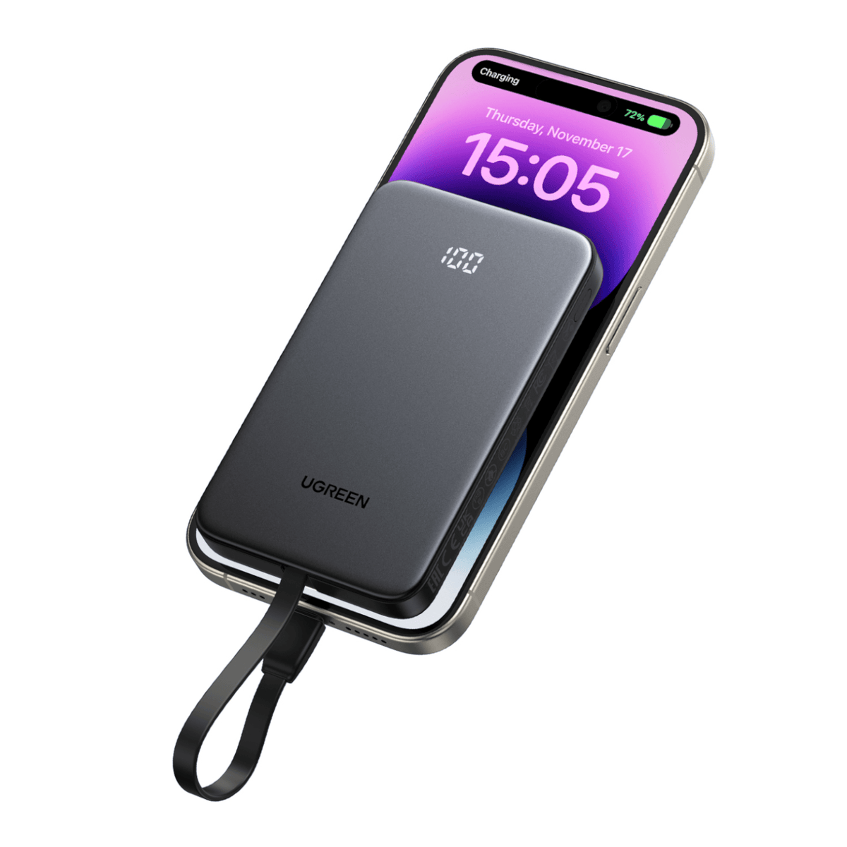 Ugreen 10000MAH 20W Power Bank With Built-In Cable image 3