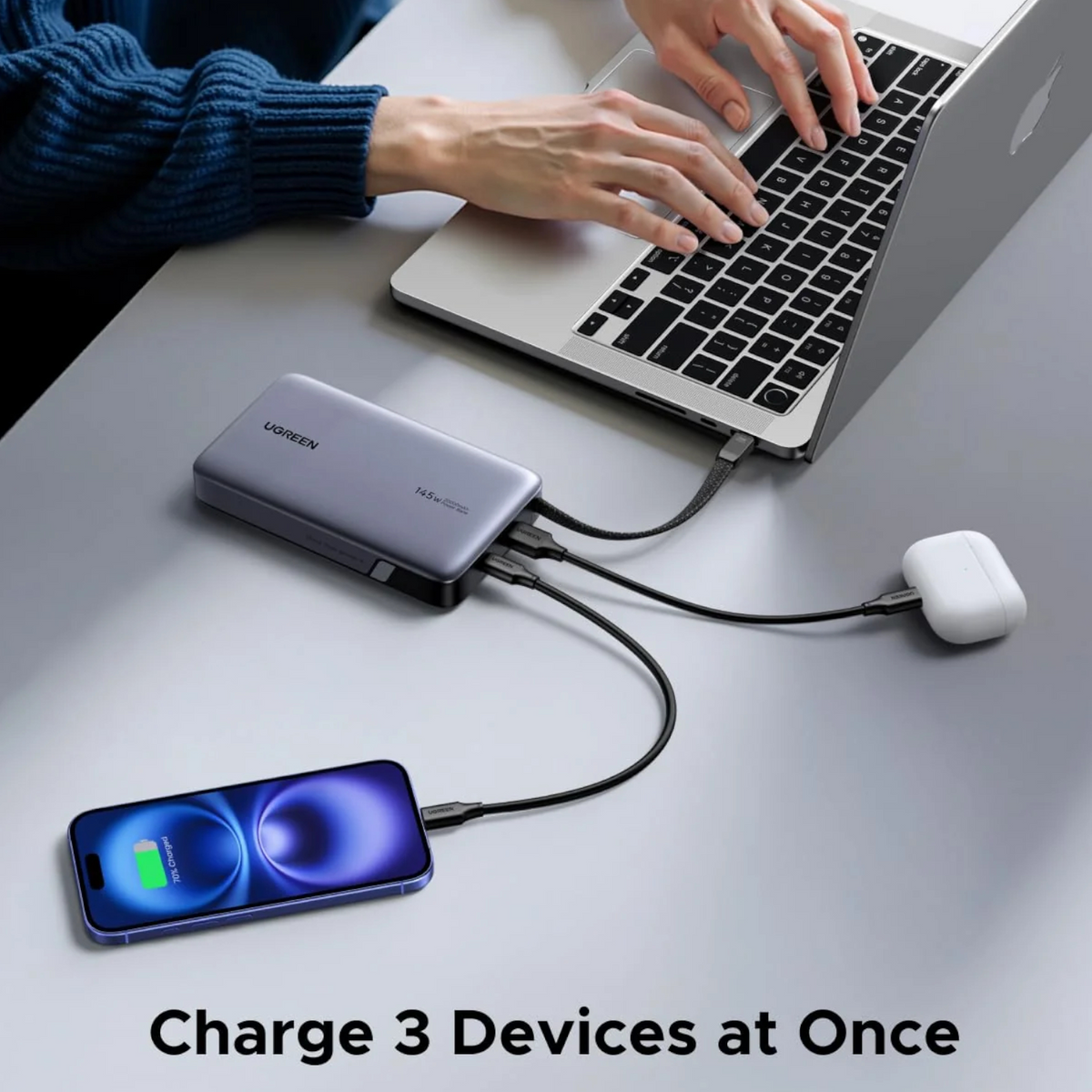 Ugreen Nexode 145W 20000MAH Power Bank With Built-In USB Type-C Cable image 5