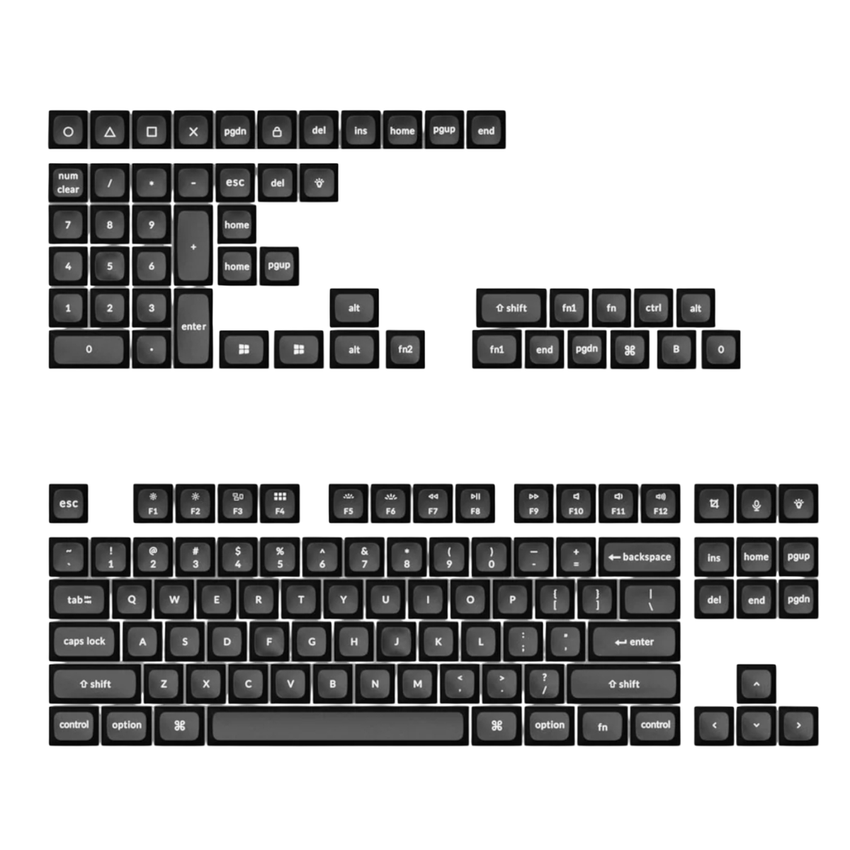 Keychron Double Shot Ksa Pbtfull Keycap Set White On Black