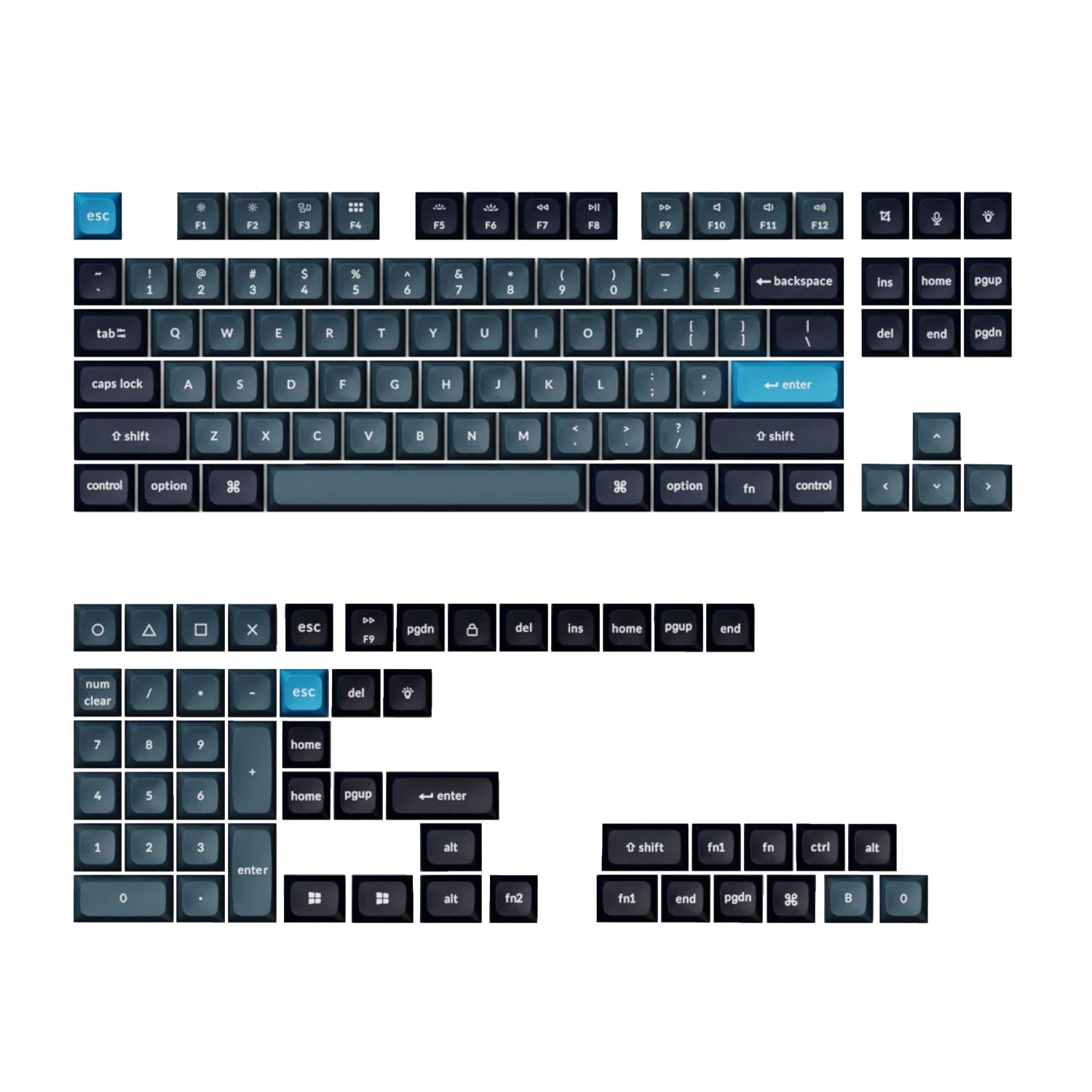 Keychron Double Shot Ksa Pbt Keycap Set Dark Grey/Grey/Blue
