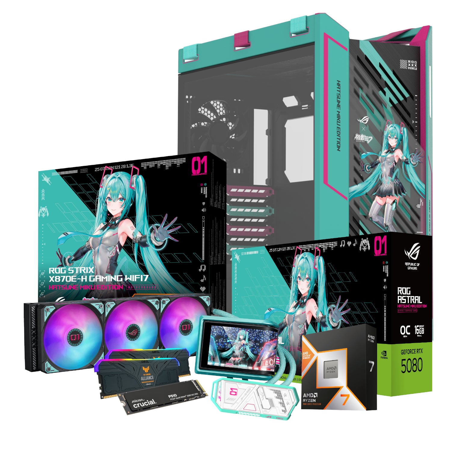 Pcbuilder Ryzen 7 9800X3D Asus X Miku Windows 11 Gaming PC image 2
