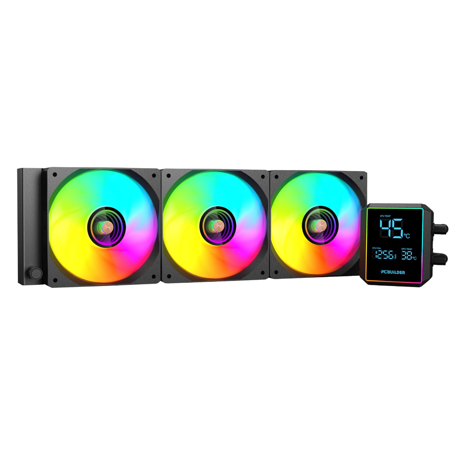 Pcbuilder Blizzard Freeze 360MM Aio ARGB Liquid CPU Cooler Black