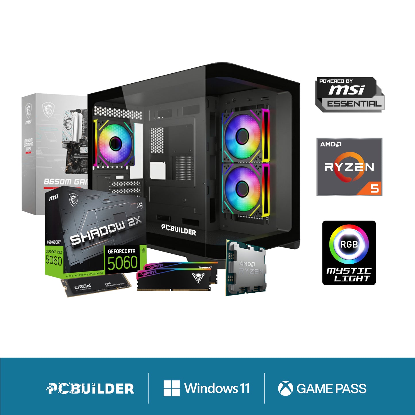 Pcbuilder Ryzen 5 7600 Specialist Windows 11 Gaming PC