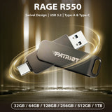 Patriot Rage R550 128GB USB3.2 Swing Type A To Type-C Flash Drive image 5