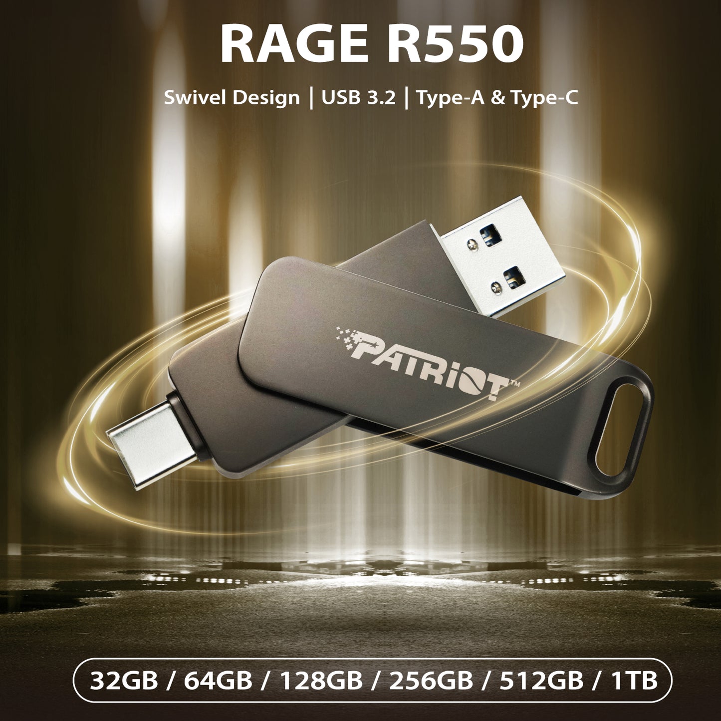 Patriot Rage R550 64GB USB3.2 Swing Type A To Type-C Flash Drive image 5