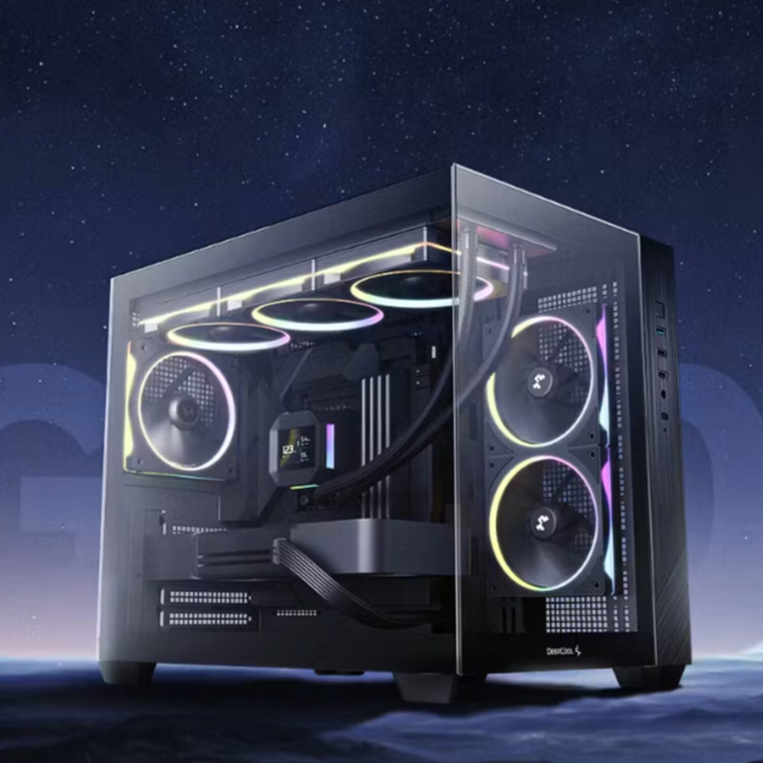 Deepcool CG330 3F Panoramic Dual-Chamber Micro-Atx Gaming Chassis Black image 3