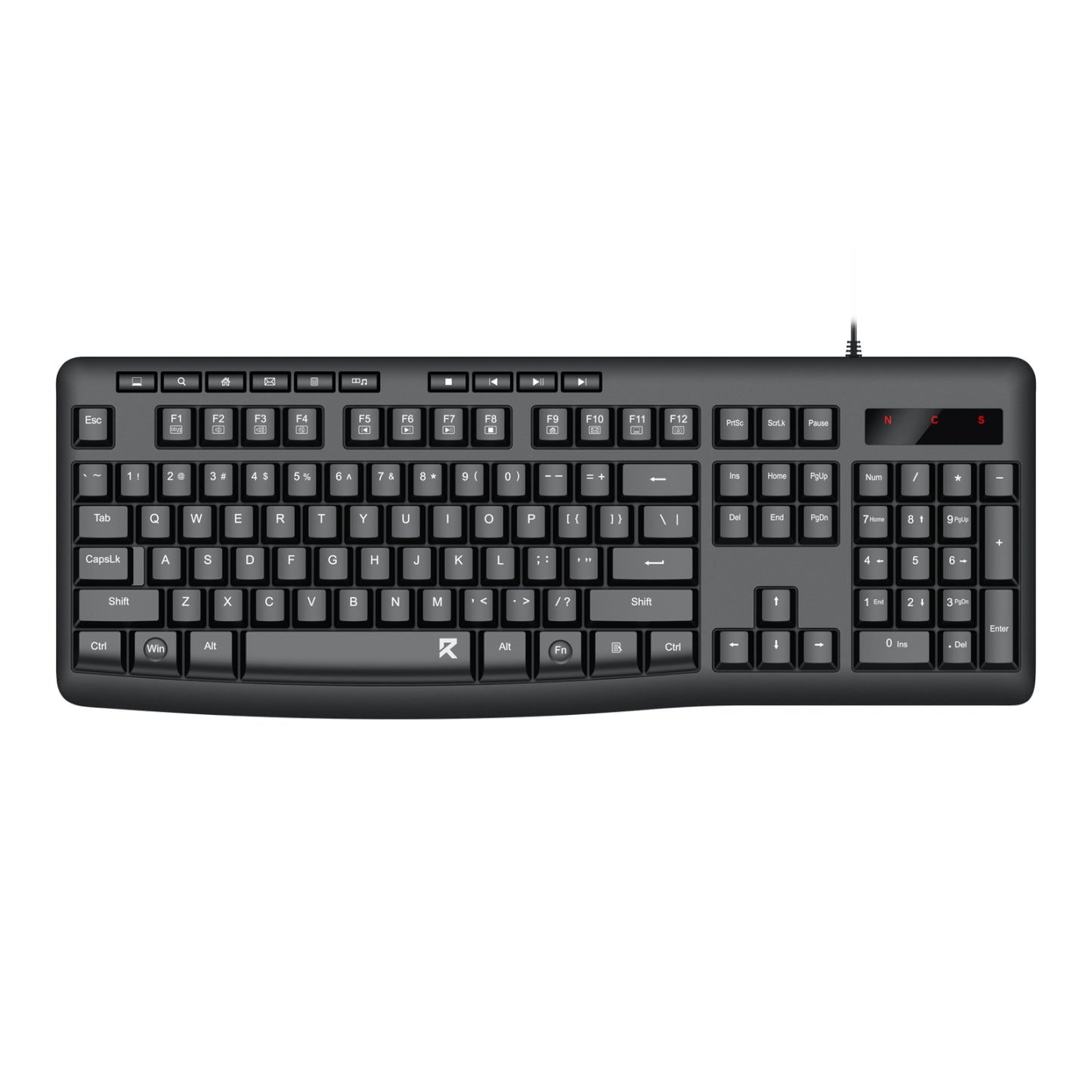 Redragon BK-7366 Full-Size Ergonomic Wired Membrane Office Keyboard Black