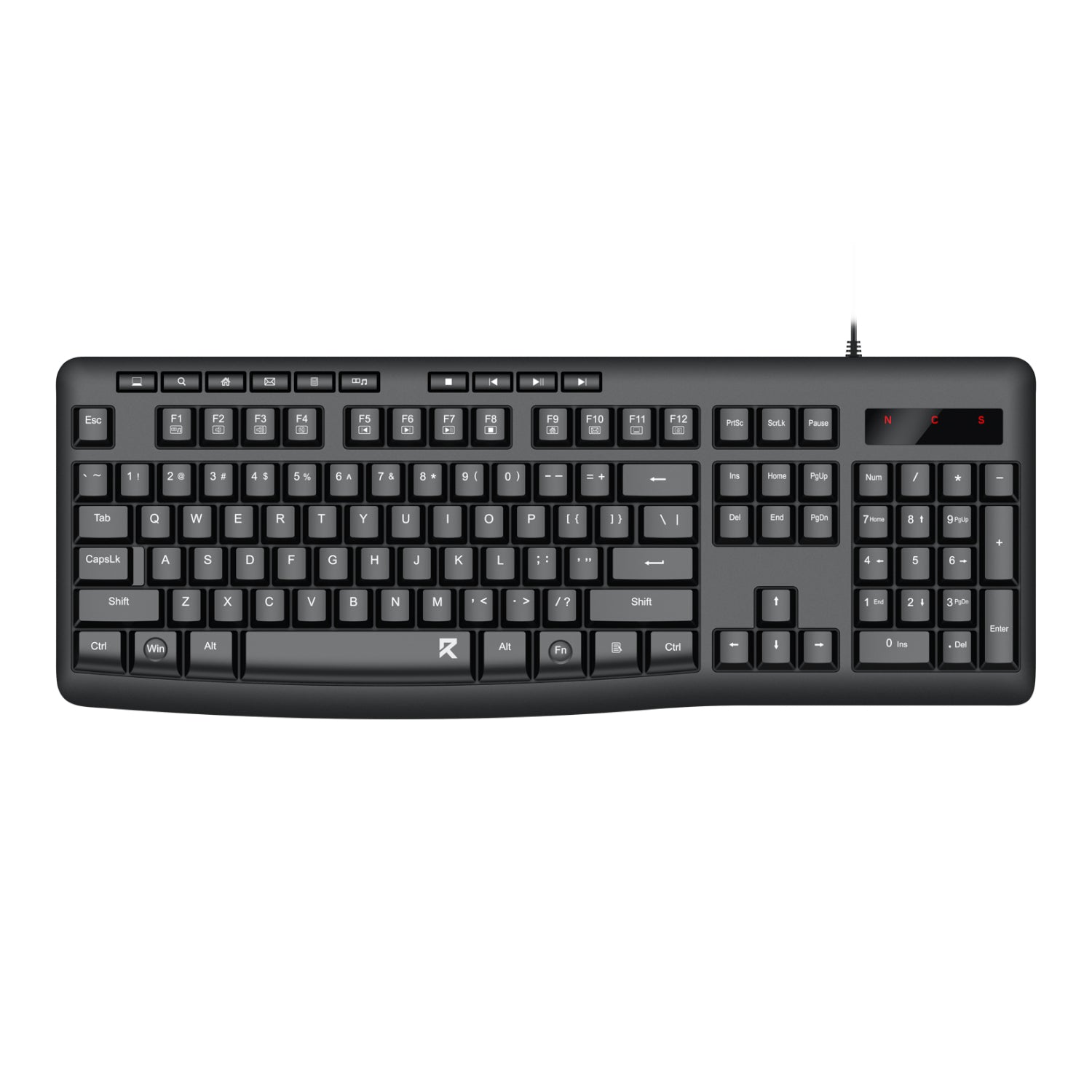 Redragon BK-7366 Full-Size Ergonomic Wired Membrane Office Keyboard Black