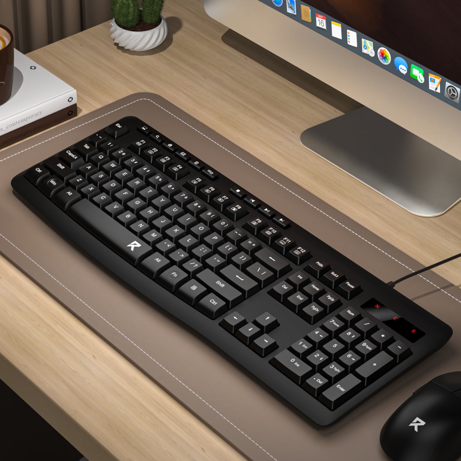 Redragon BK-7366 Full-Size Ergonomic Wired Membrane Office Keyboard Black image 5
