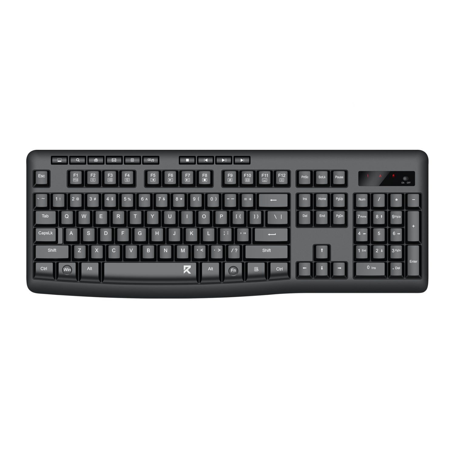 Redragon BK-7367 Full-Size Ergonomic Wireless Membrane Office Keyboard Black
