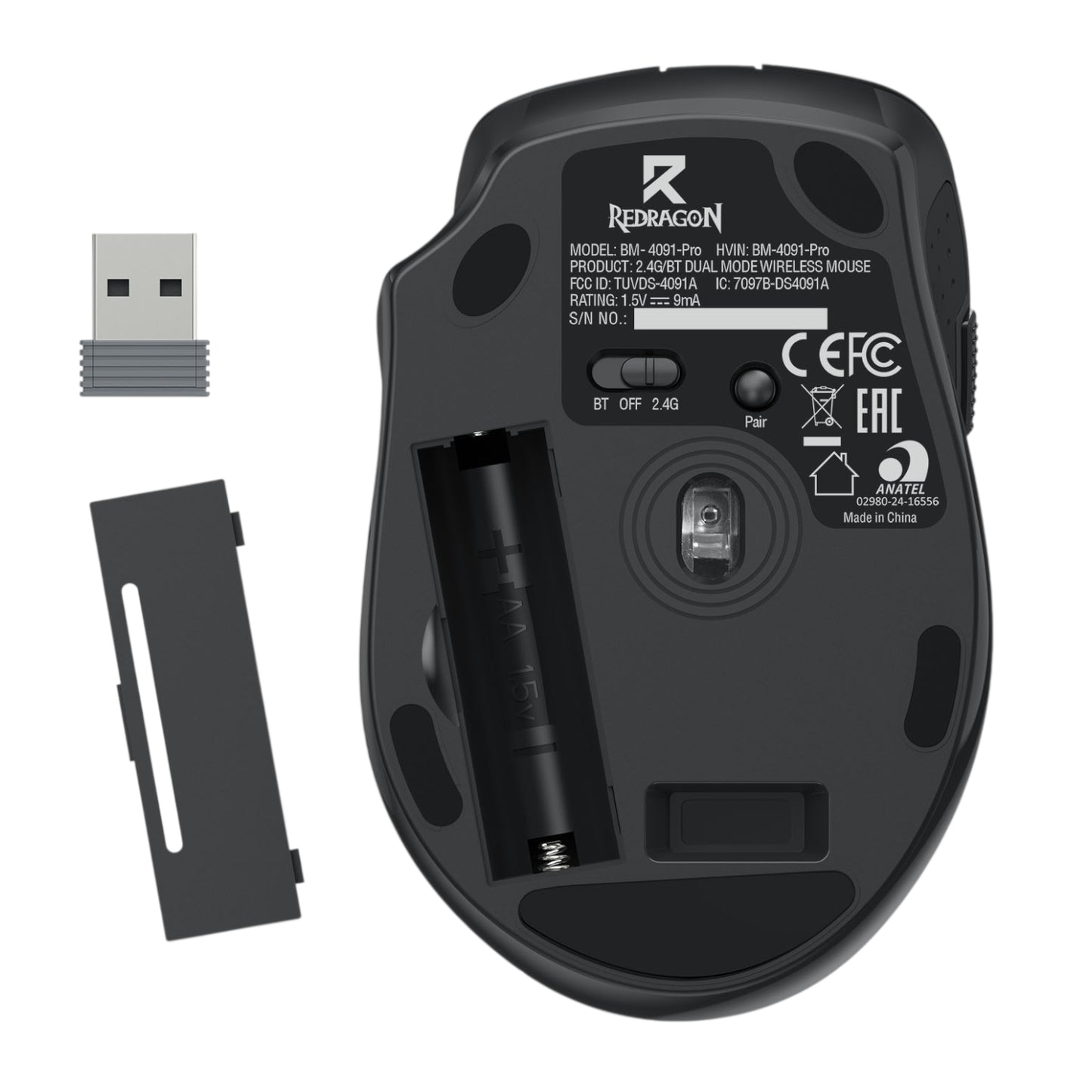 Redragon BM-4091 Pro 4000 DPI Dual Mode Wireless Office Mouse image 6