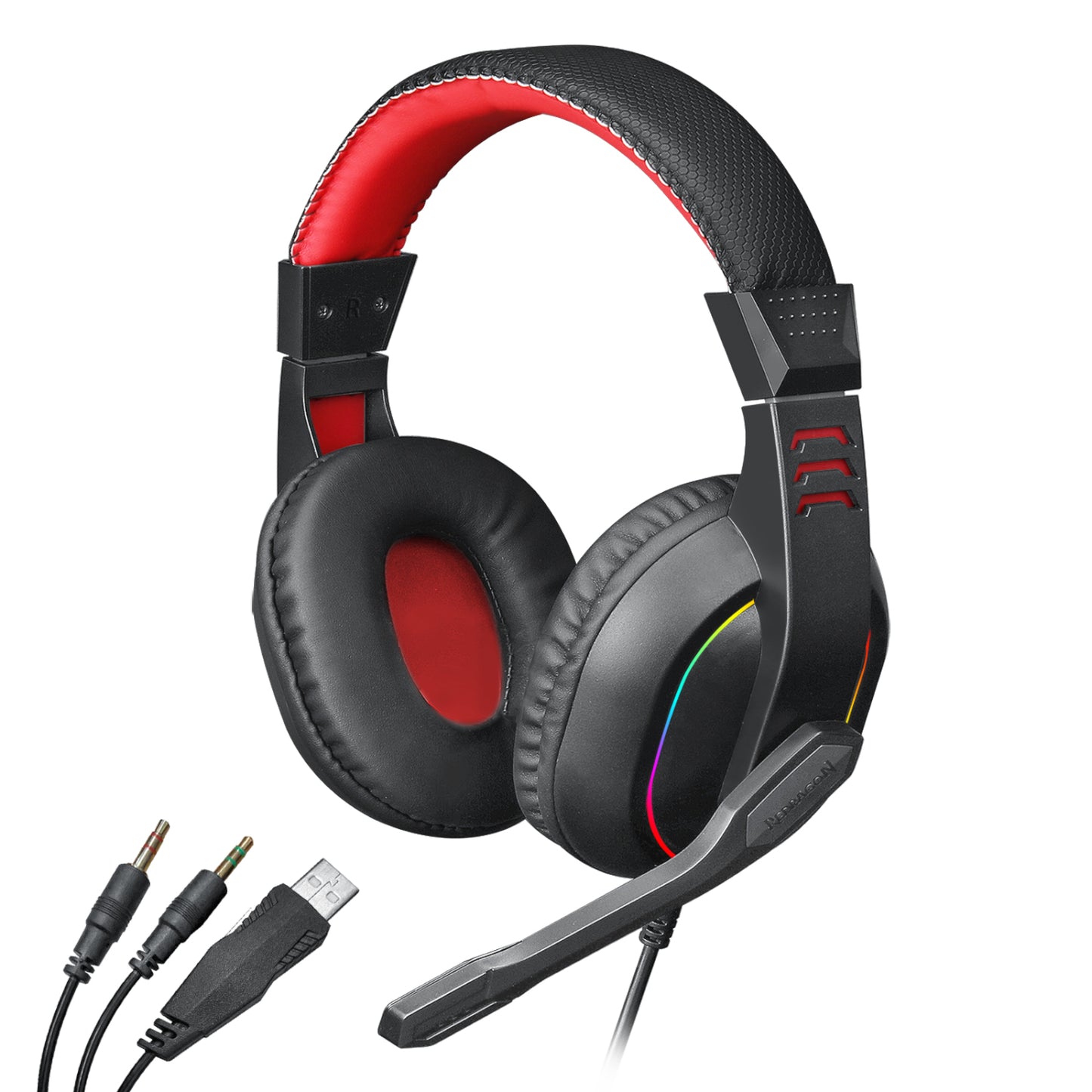 Redragon Over-Ear Ares Aux RGB Gaming Headset Black