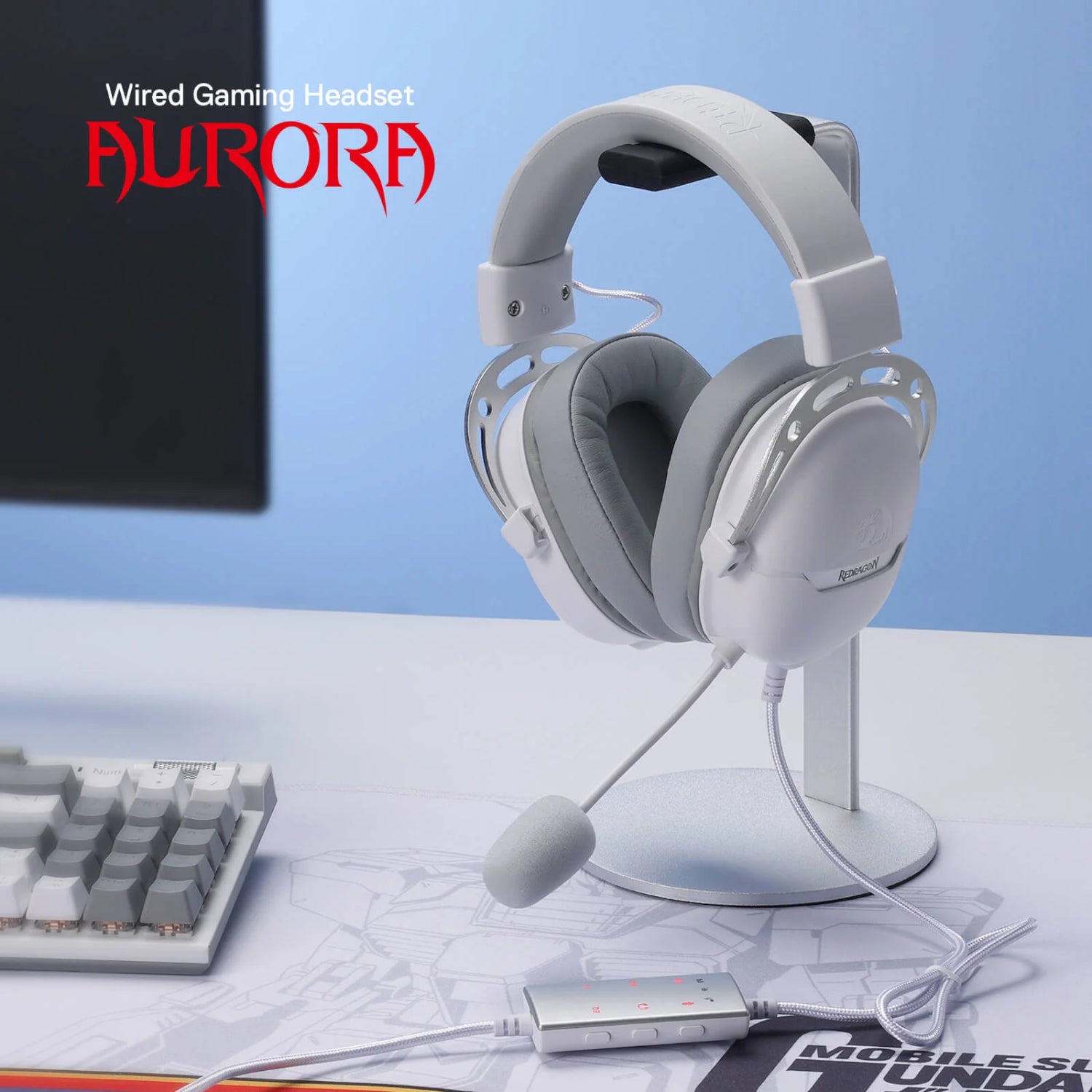 Redragon Over-Ear Aurora Gaming Headset White image 2
