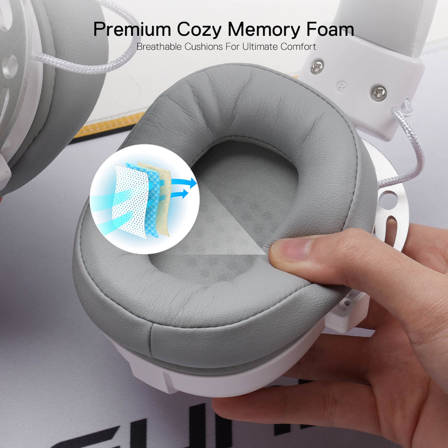 Redragon Over-Ear Aurora Gaming Headset White image 6