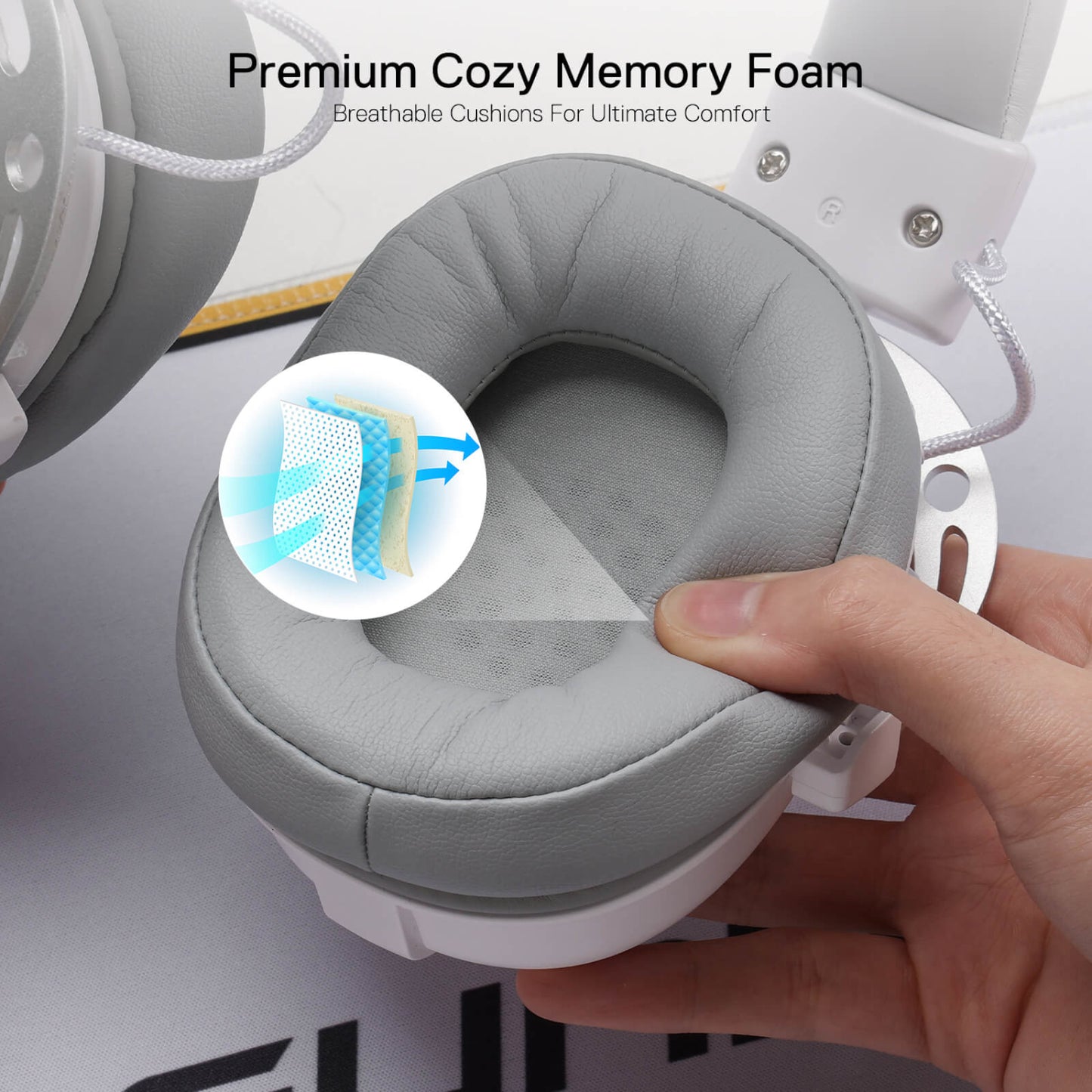 Redragon Over-Ear Aurora Gaming Headset White image 6