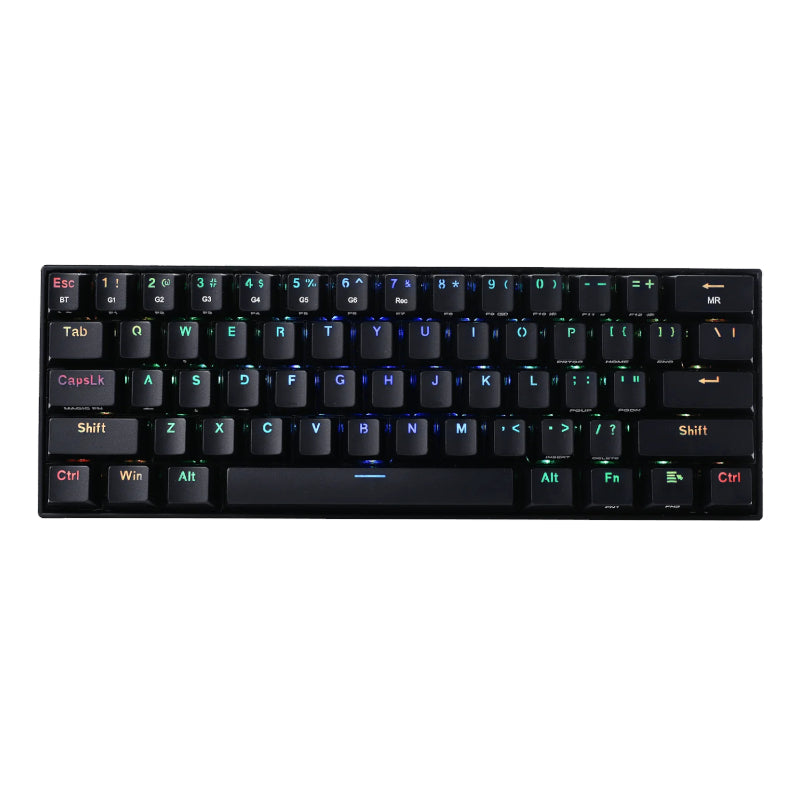 Redragon Draconic Pro Mechanical 61 Key|bluetooth 5.0|RGB 9 Colour Modes|rechargable Battery|type-C Charging Cable Gaming Keyboard Black