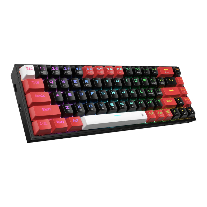 Redragon Castor Pro 68KEY Wireless Red|black|white Keycap Bluetooth RGB Red Switch Black|red image 2