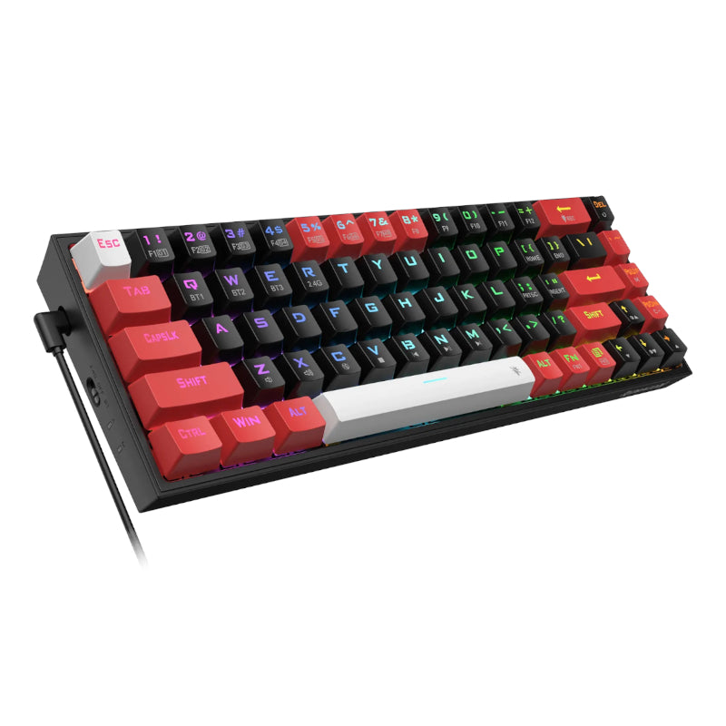 Redragon Castor Pro 68KEY Wireless Red|black|white Keycap Bluetooth RGB Red Switch Black|red image 5