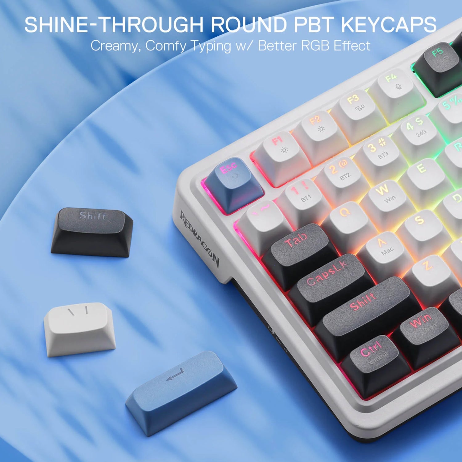Redragon K719WGB Galatin RGB Pro Full Sized Wireless Gaming Keyboard White image 3