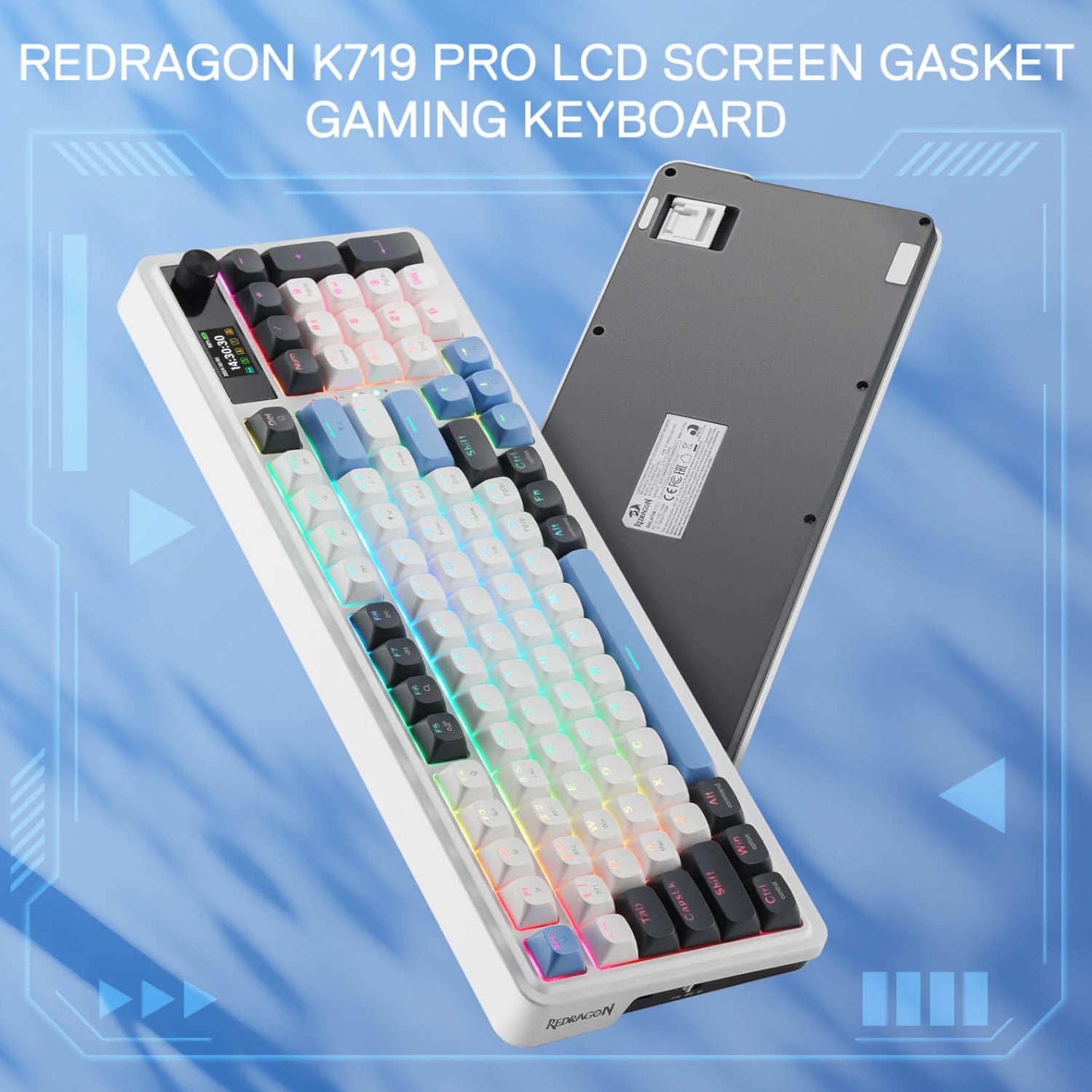 Redragon K719WGB Galatin RGB Pro Full Sized Wireless Gaming Keyboard White image 4