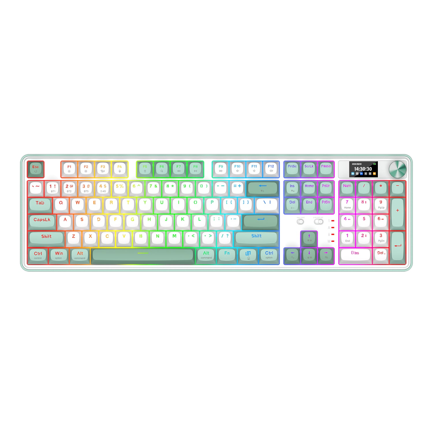 Redragon Wyvern K761 Pro Full-Size RGB Wireless Mechanical Gaming Keyboard White/Green image 2