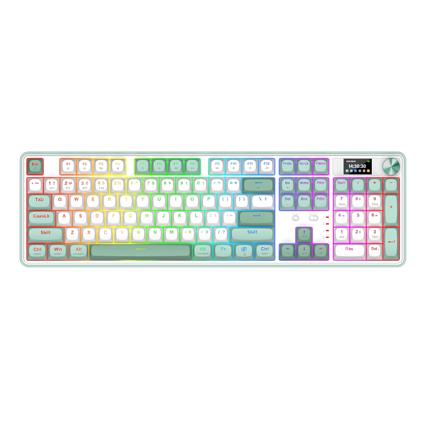 Redragon Wyvern K761 Pro Full-Size RGB Wireless Mechanical Gaming Keyboard White/Green image 2