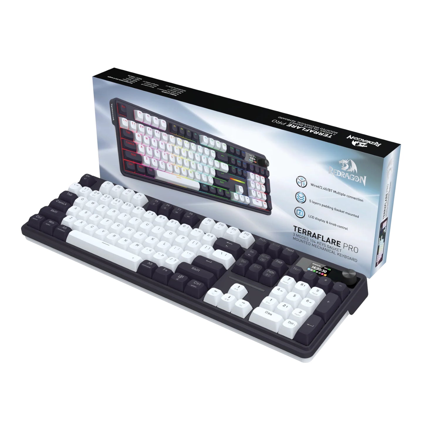 Redragon K762WB-RGB-PRO Lcd Full-Size Gasket Mechanical Keyboard Black image 5