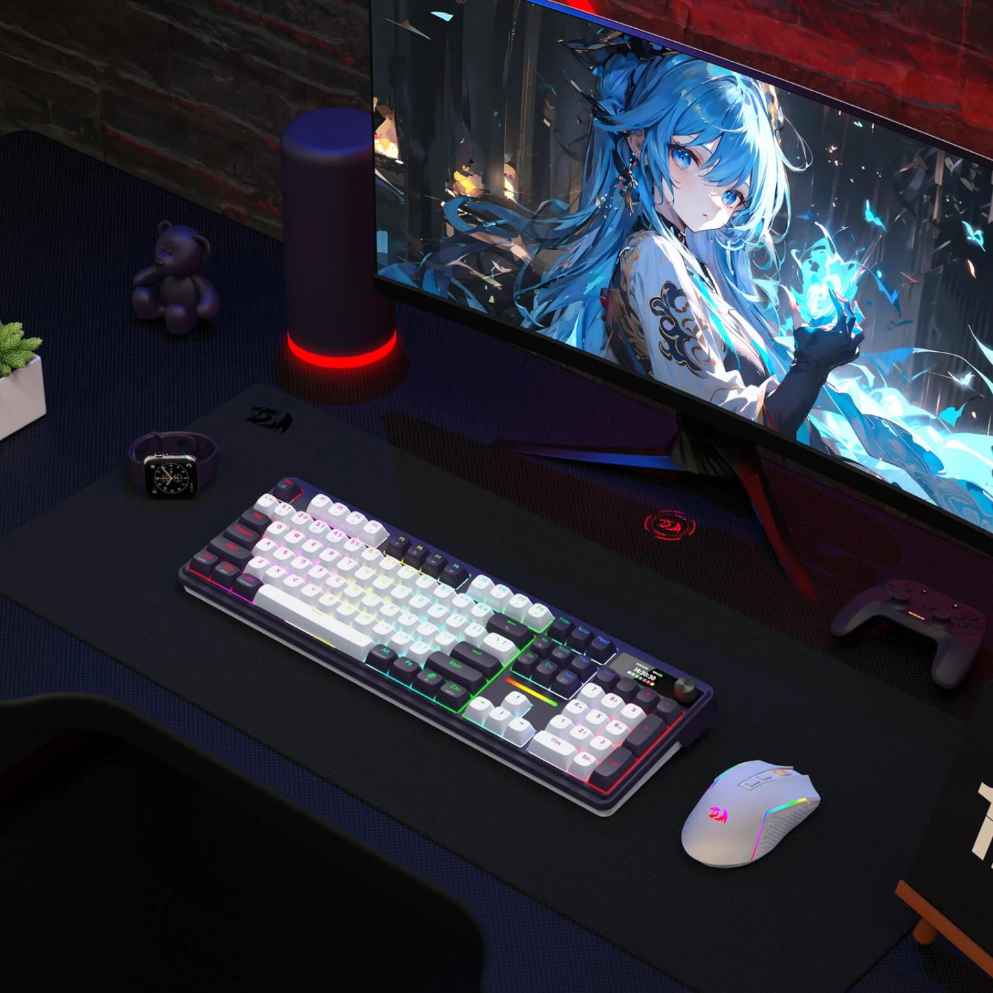 Redragon K762WB-RGB-PRO Lcd Full-Size Gasket Mechanical Keyboard Black image 6