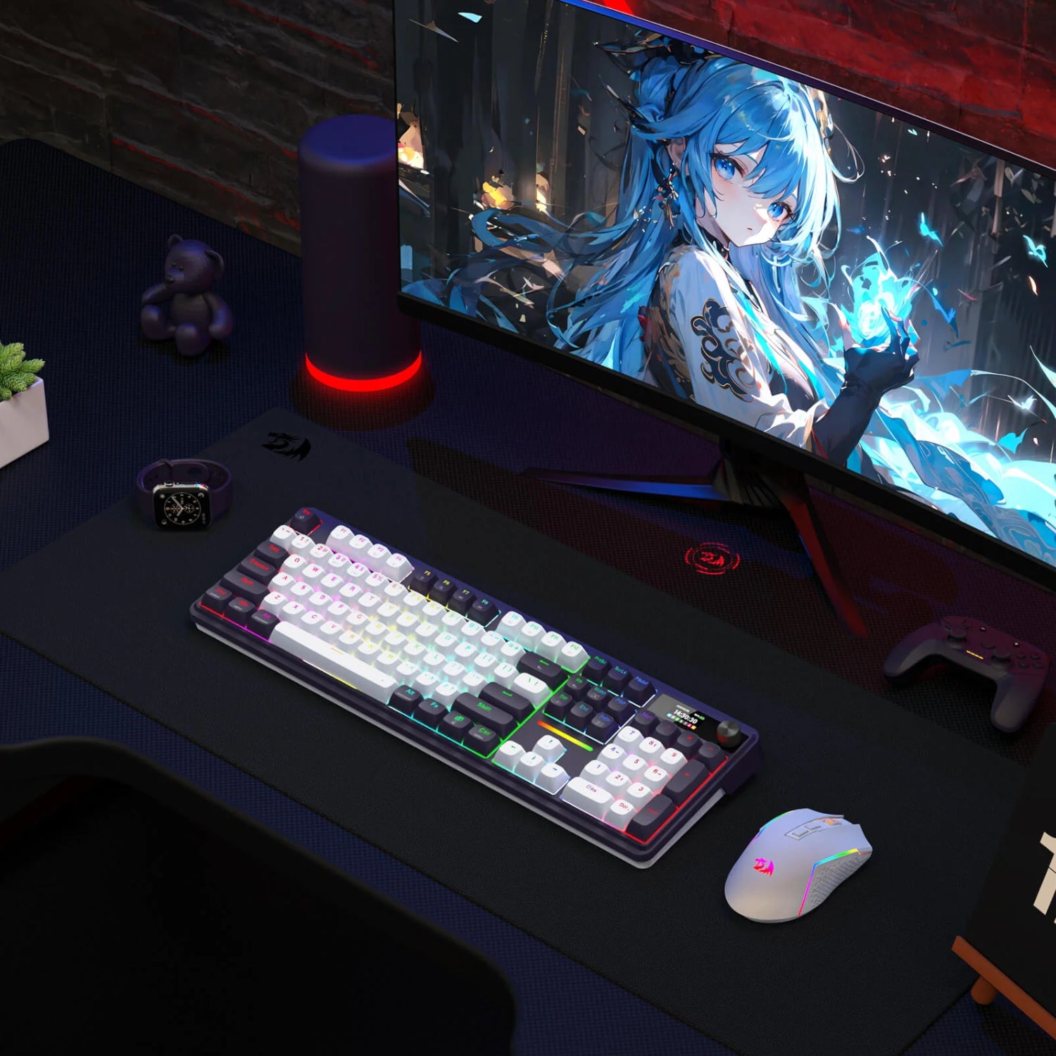 Redragon K762WB-RGB-PRO Lcd Full-Size Gasket Mechanical Keyboard Black image 6