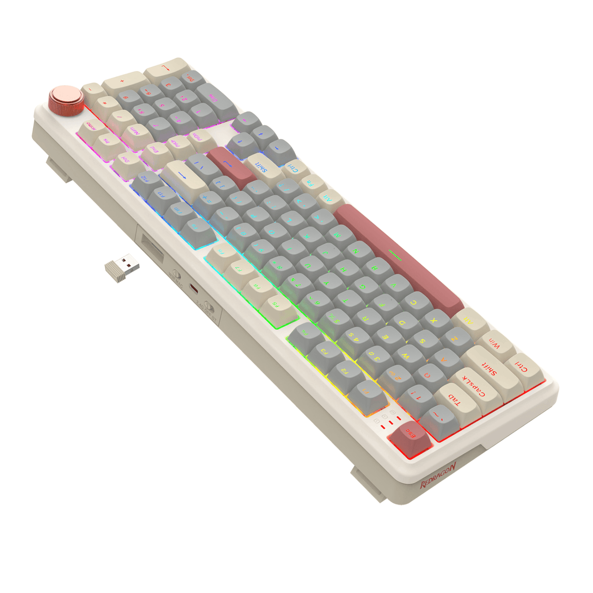 Redragon Eisa 100 Retro RGB Wireless Mechanical Keyboard Cream/Grey image 6