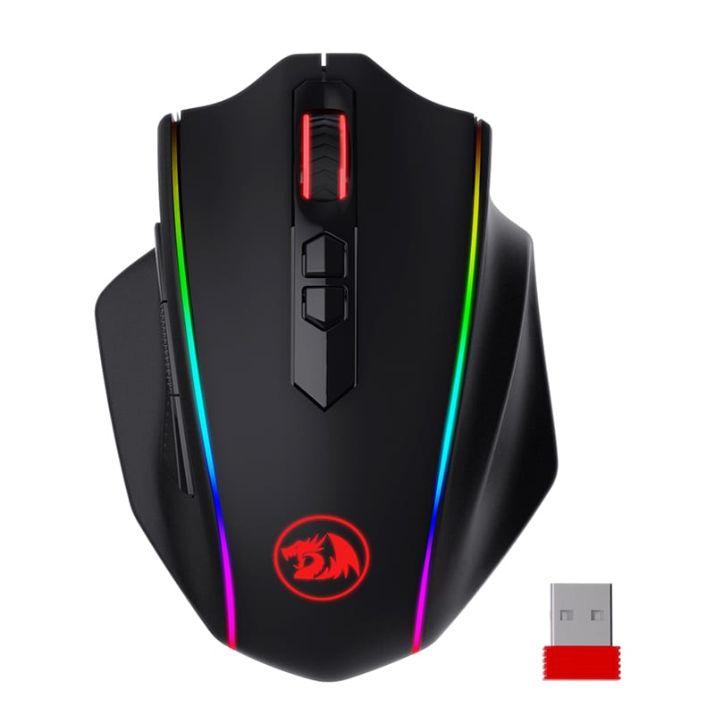 Redragon Vampire Elite Wireless 16000DPI|8 Button|ergonomic DESIGN|P3335 Optical Sensor|type-C Cable|rgb Backlit Gaming Mouse Black