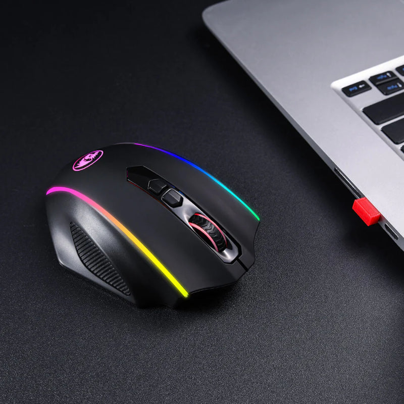 Redragon Vampire Elite Wireless 16000DPI|8 Button|ergonomic DESIGN|P3335 Optical Sensor|type-C Cable|rgb Backlit Gaming Mouse Black image 3