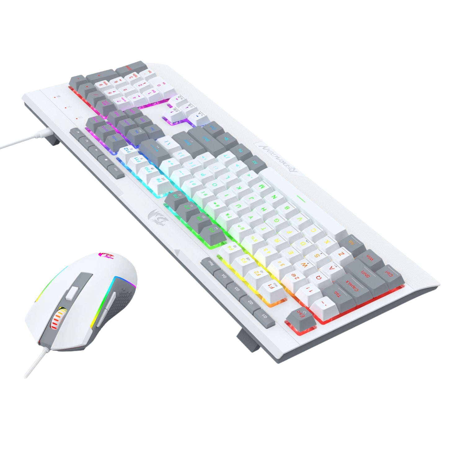 Redragon S151 Wired RGB Gaming Keyboard And Mouse Combo White And Grey image 3
