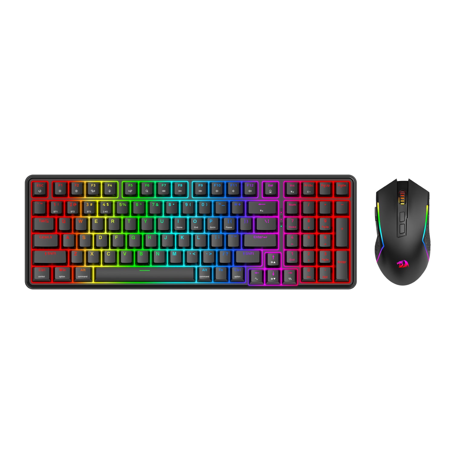 Redragon S162 RGB 3-MODE Wireless Mechanical Gaming Keyboard And Mouse Combo Black