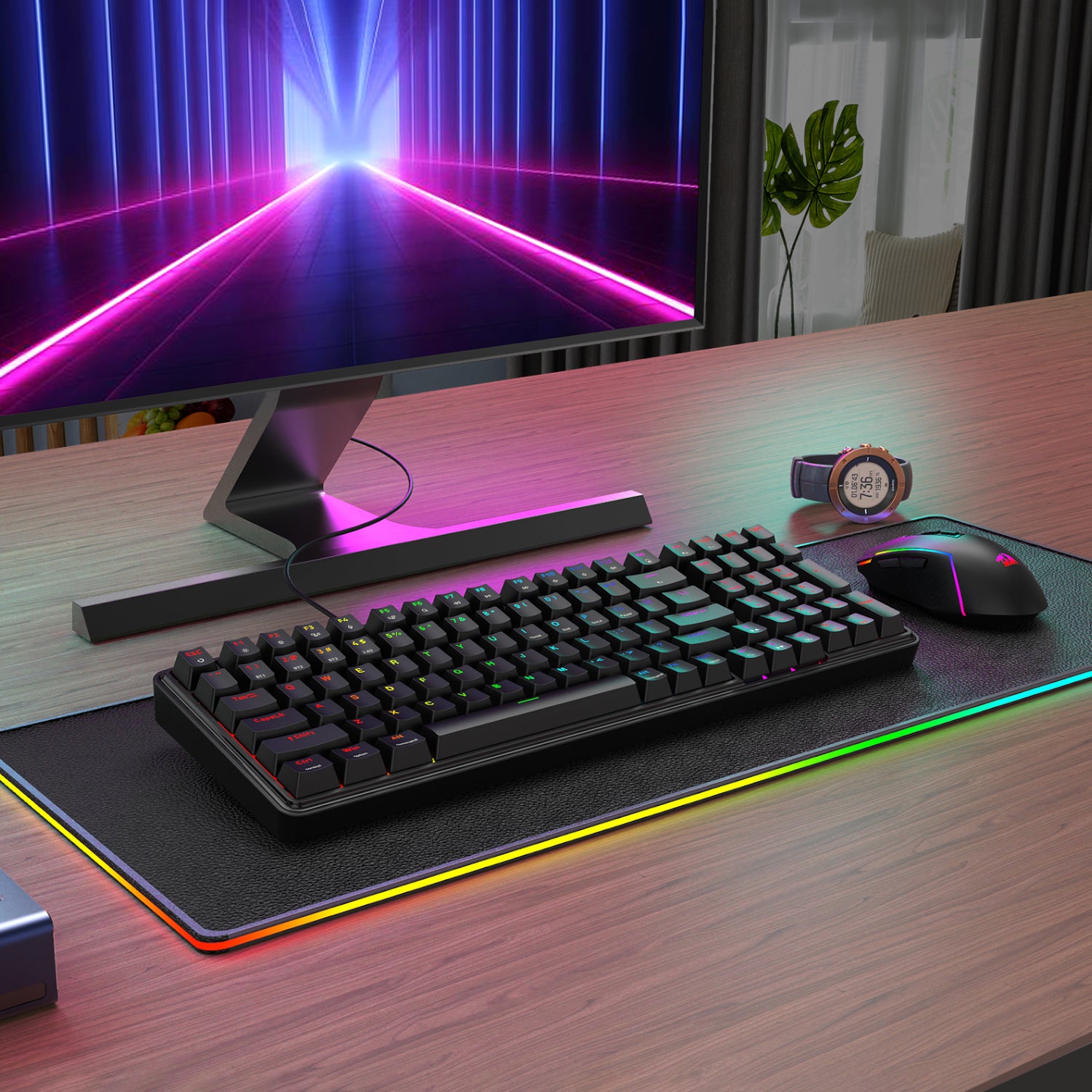 Redragon S162 RGB 3-MODE Wireless Mechanical Gaming Keyboard And Mouse Combo Black image 6