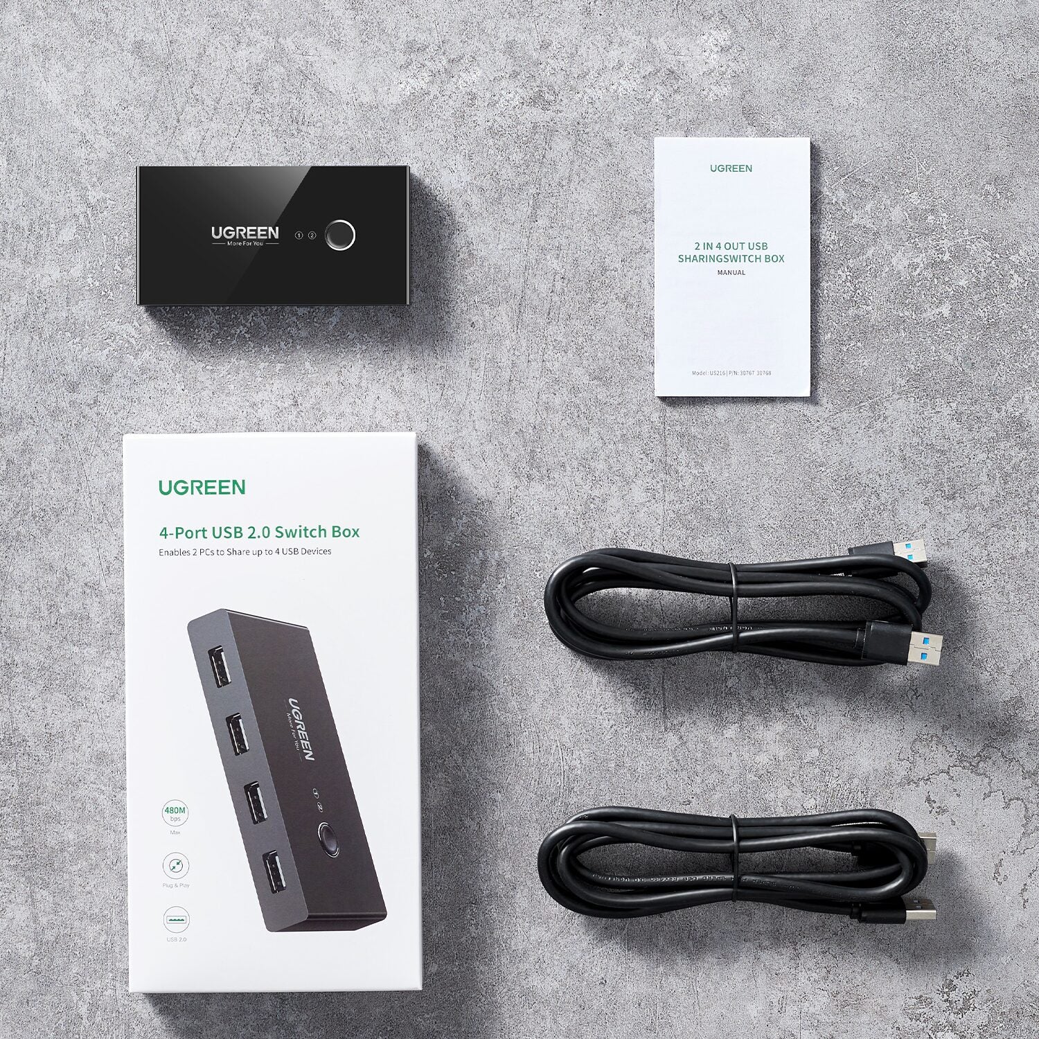 Ugreen USB 2.0 4-PORT Switch Box, With 1.5M USB Cables image 5