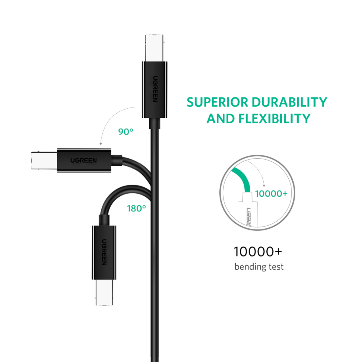 Ugreen USB Type-C To B Male Printing Cable 2M Black image 4