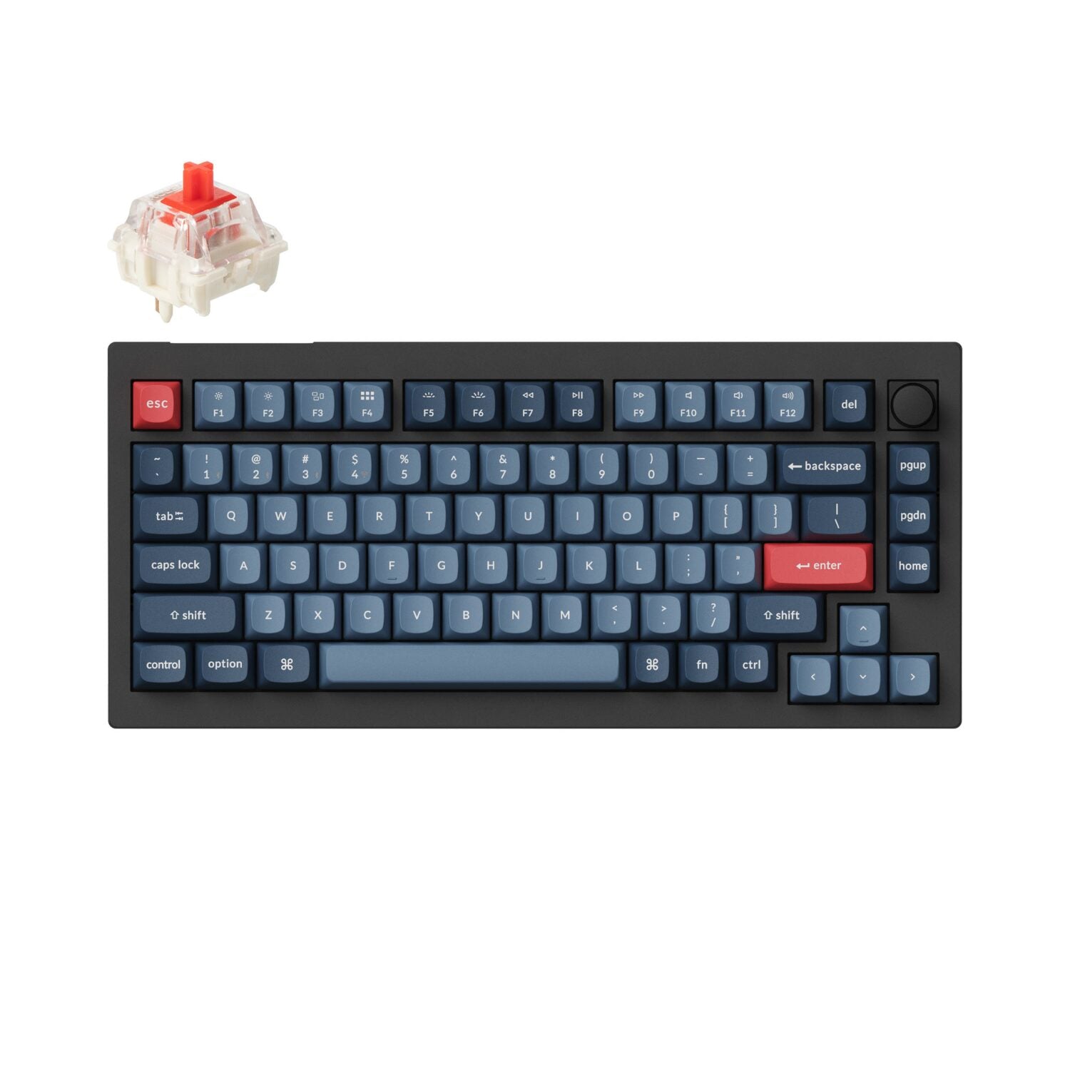 Keychron V1 Max Qmk/Via Wireless Custom Mechanical Keyboard | Red Switches Black