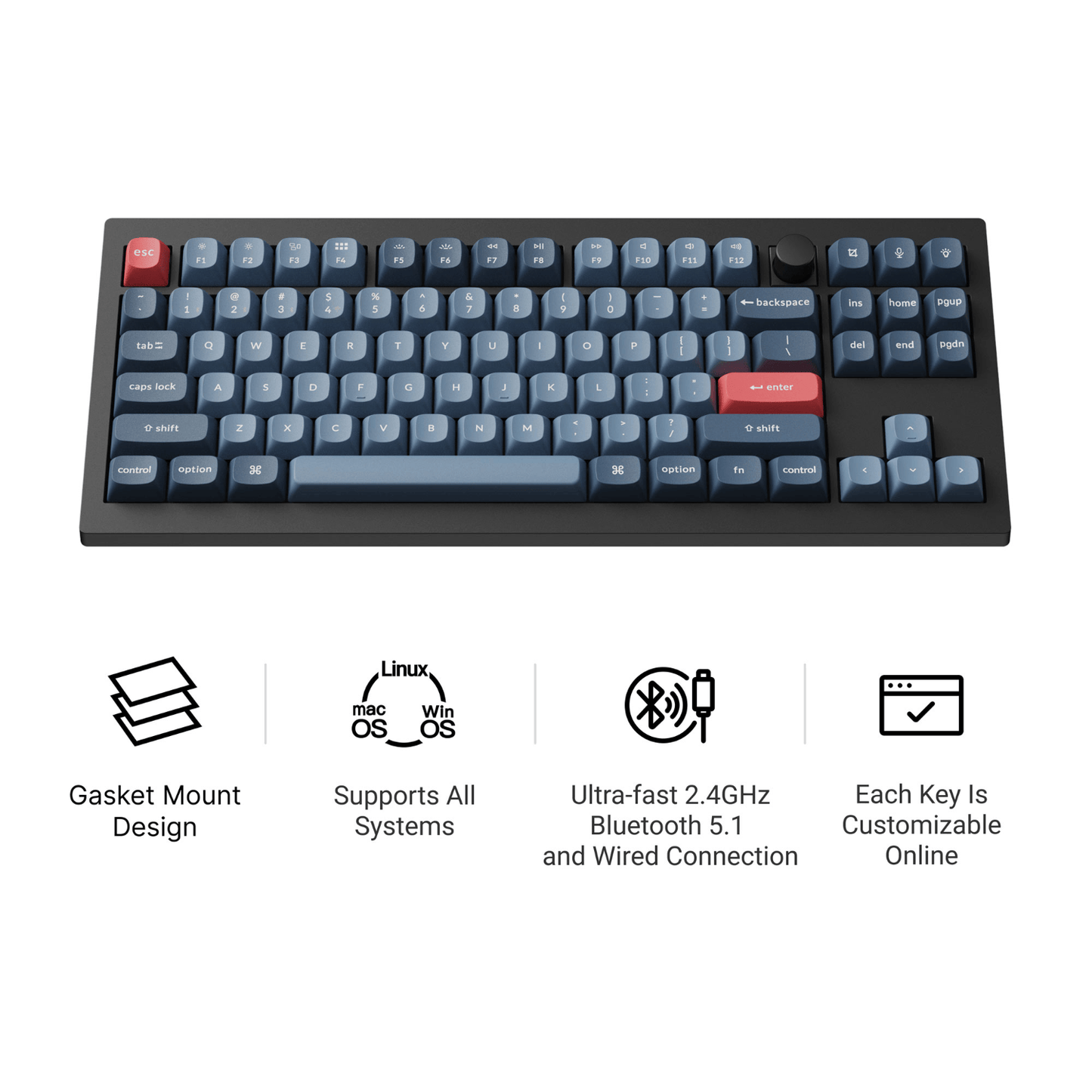Keychron V3 Max Qmk/Via 80% Wireless Custom Mechanical Keyboard (brown Switch) – Carbon Black image 2