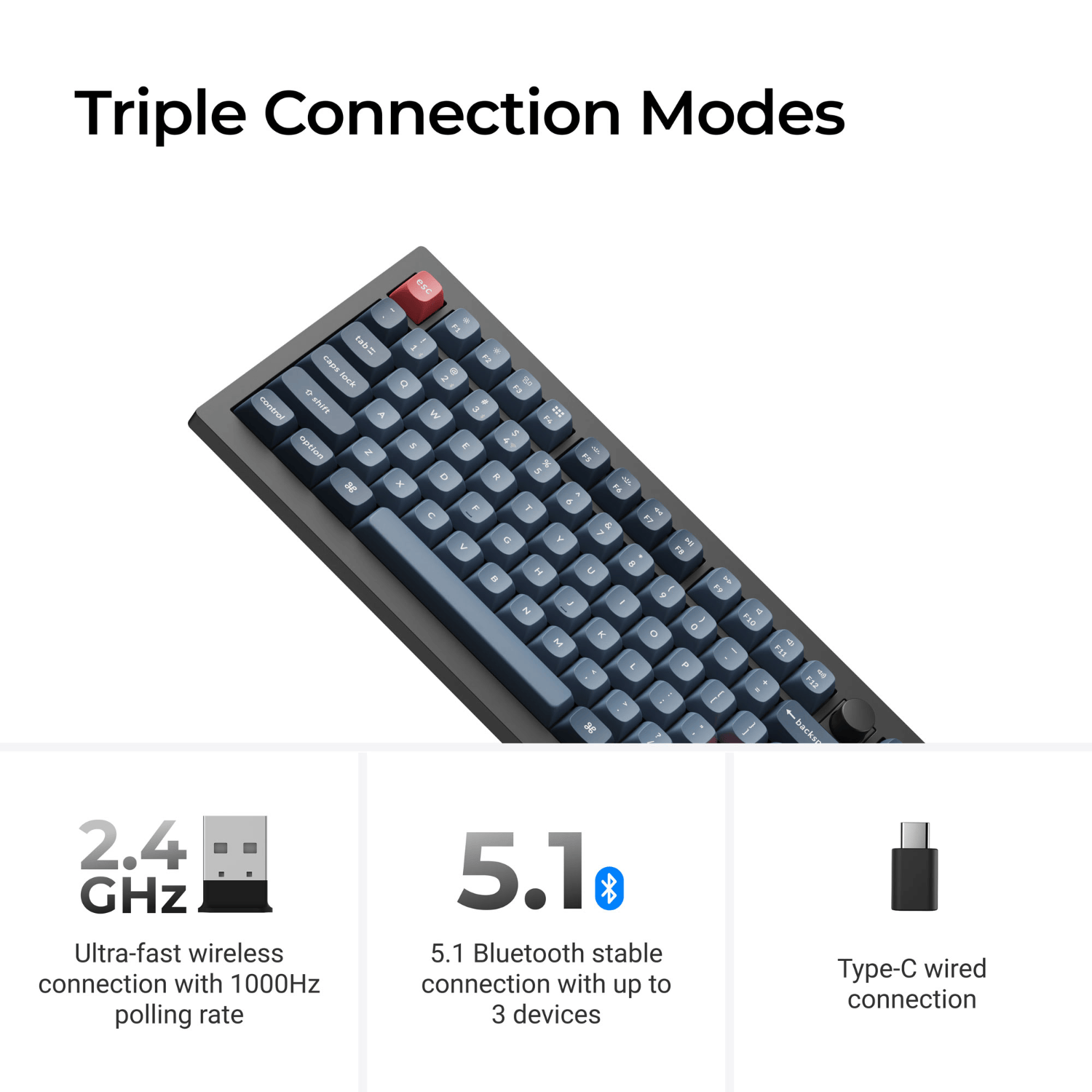 Keychron V3 Max Qmk/Via 80% Wireless Custom Mechanical Keyboard (brown Switch) – Carbon Black image 3