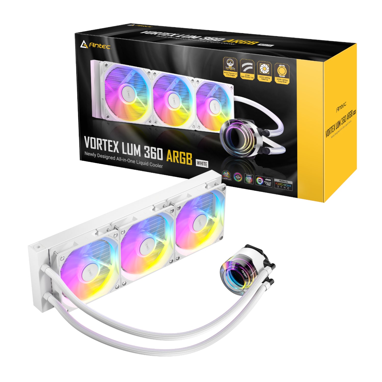 Antec Vortex Lum 360 ARGB Aio CPU Liquid Cooler White