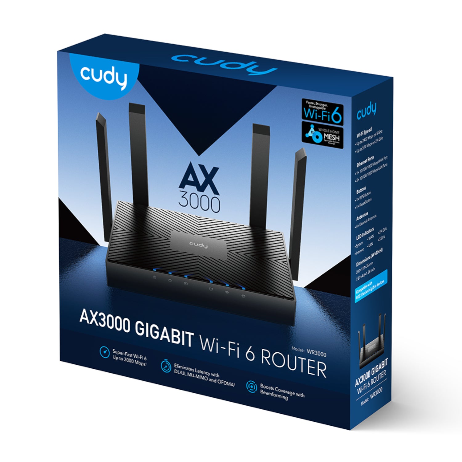 Cudy AX3000 5-PORT Gigabit Dual-Band WI-FI 6 Mesh Router – Black image 5
