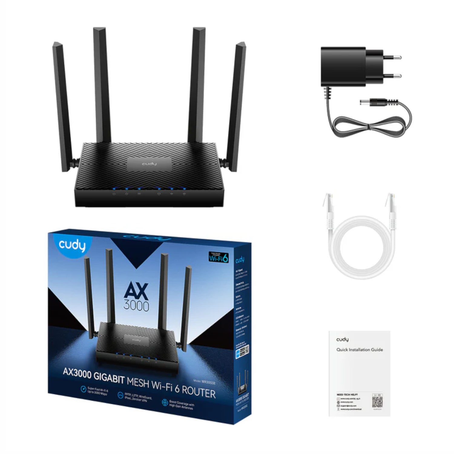 Cudy AX3000 5-PORT Gigabit Dual-Band WI-FI 6 Mesh Router – Black image 6