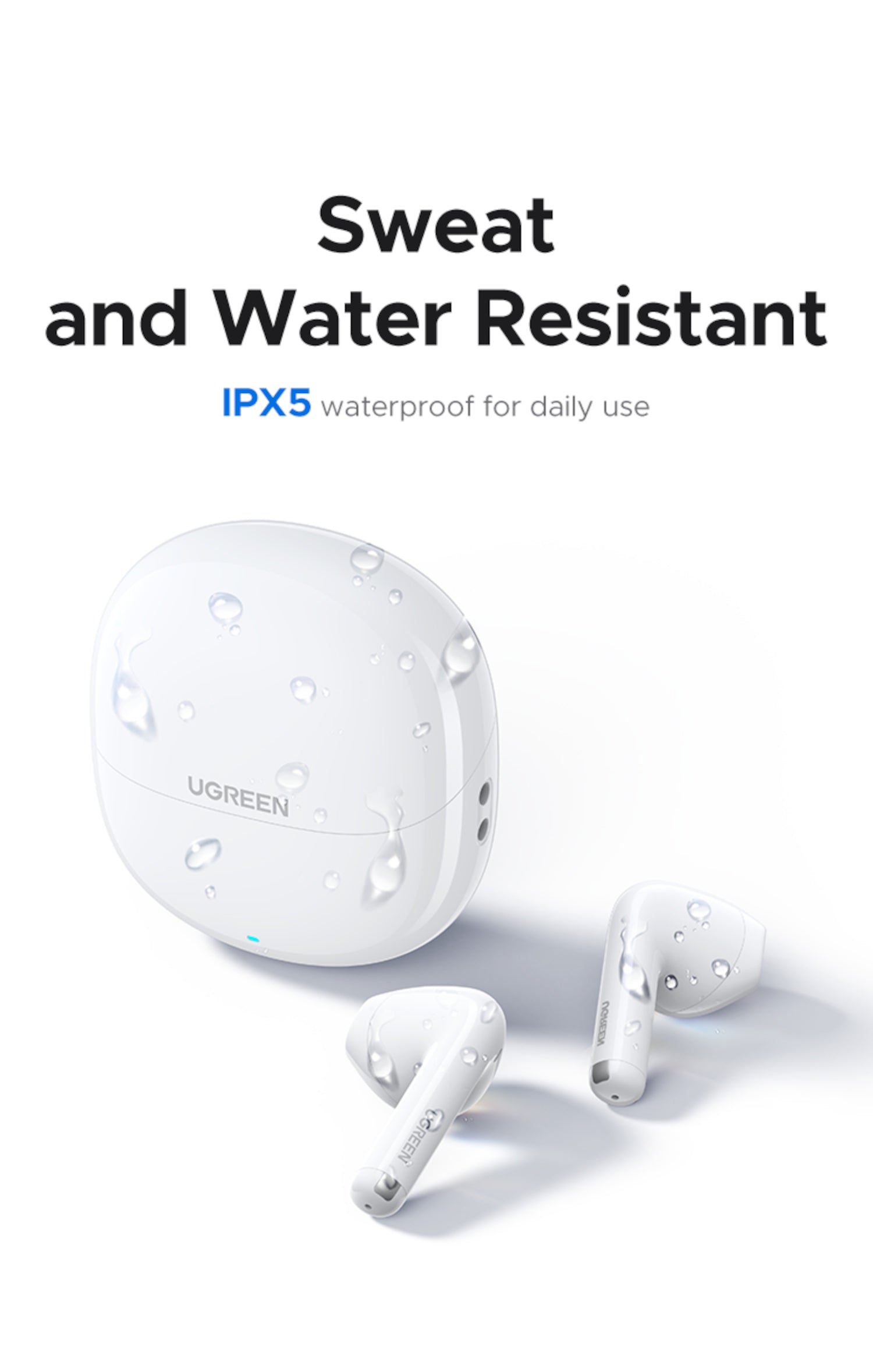 Ugreen Lightbuds Basic Earphones (semi In-Ear)–white image 3