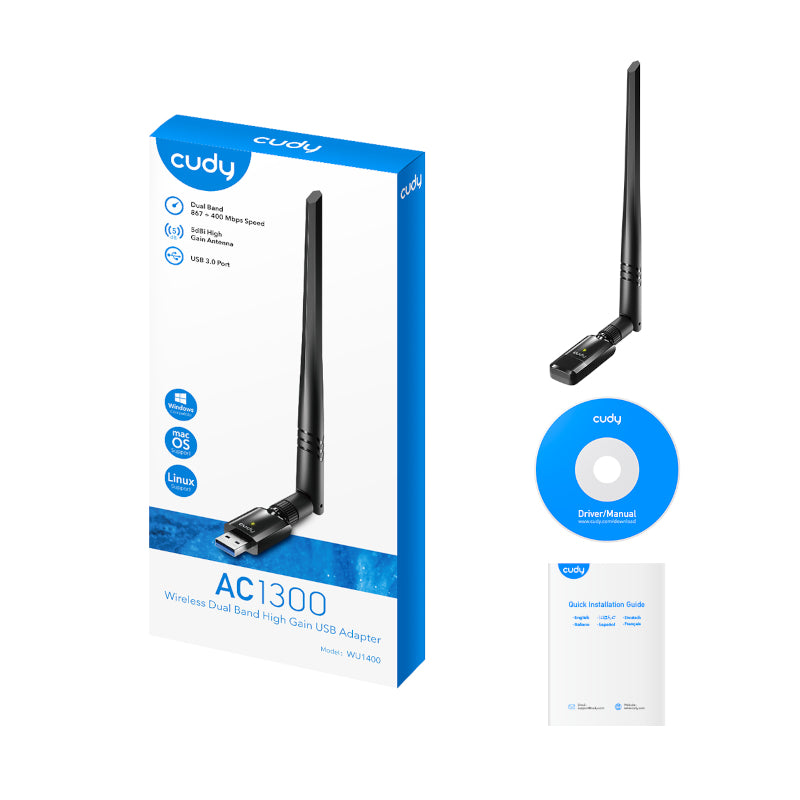 Cudy 1300MBPS High Gain WIFI USB3.0 Adapter With High Gain Antenna image 2