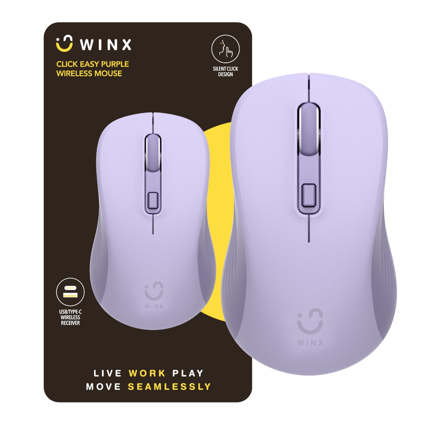 Winx Click Easy 1600DPI 2.4GHZ Wireless Mouse Purple