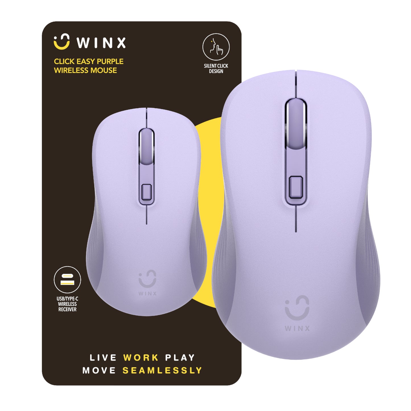 Winx Click Easy 1600DPI 2.4GHZ Wireless Mouse Purple